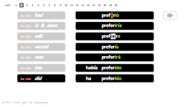 intelengua spanish verb conjugation practice app matching irregular present tense subjunctive mode